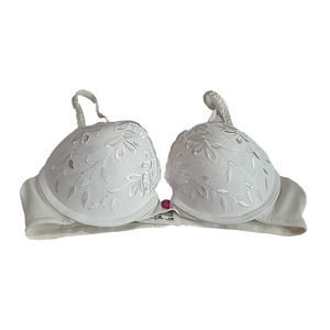 Sweet Nothings Ivory Embroidered Floral Padded Full Figure Underwire Bra SZ 34B